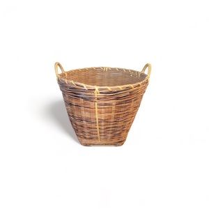 Vintage Large Bamboo Hand Woven Large Multi-Purpose Basket with Handles, 11.5”
